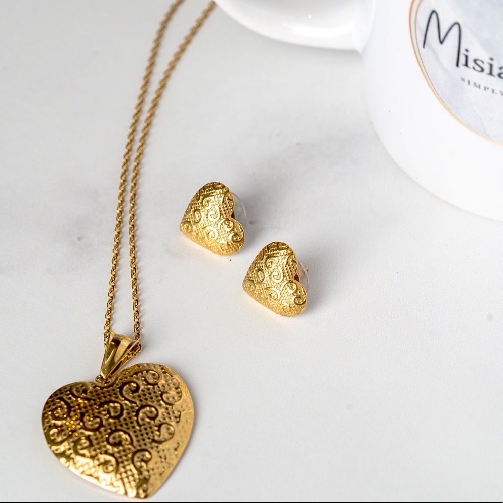 18k Gold Plated Heart Set